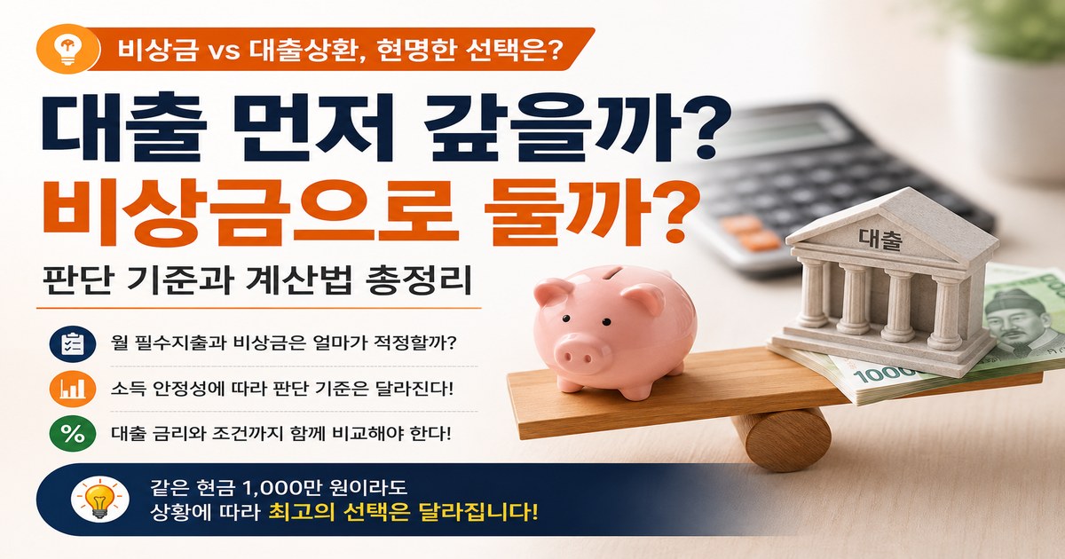 대출 먼저 갚을까? 비상금과 대출상환 판단 방법