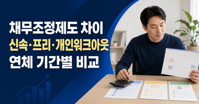 채무조정제도 차이 신속채무조정 프리워크아웃 개인워크아웃 연체 기간별 비교