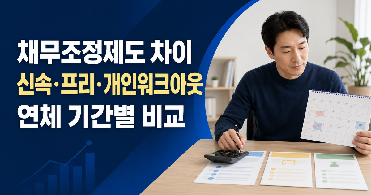 채무조정제도 차이 신속채무조정 프리워크아웃 개인워크아웃 연체 기간별 비교
