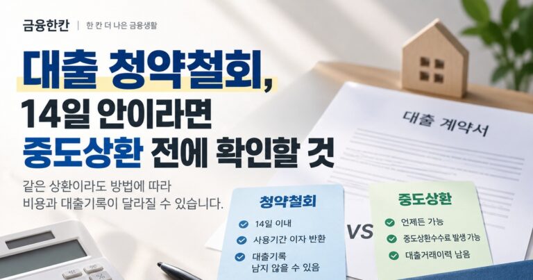 대출 청약철회, 14일 안이라면 중도상환 전에 꼭 확인할 것